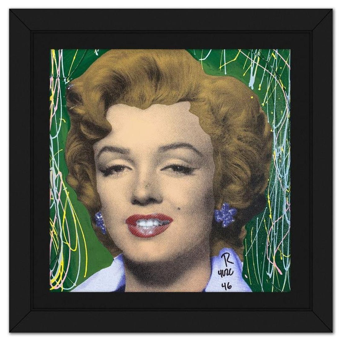 Ringo Daniel Funes, "Marilyn Classic" Framed One-of-a-Kind Mixed Media on Canvas, Hand Signed with: Marilyn Classic is a one-of-a-kind hand-pulled mixed media silkscreen on canvas by Ringo (Daniel Funes) - protege of Andy Warhol's apprentice, Steve Kaufman.This piece is hand signed by the artist. Th