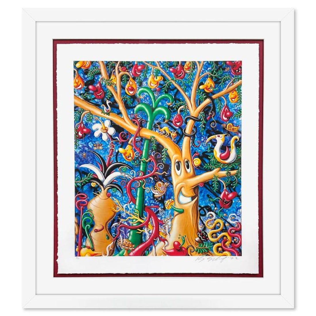 Kenny Scharf, "Jungleyea" Framed Limited Edition, Numbered 29/75 and Hand Signed with Letter of: Jungleyea is a limited edition giclee on deckled edge paper by Kenny Scharf, numbered 29/75 and hand signed by the artist. This piece comes Framed. Includes Letter of Authenticity. Measures approx. 30