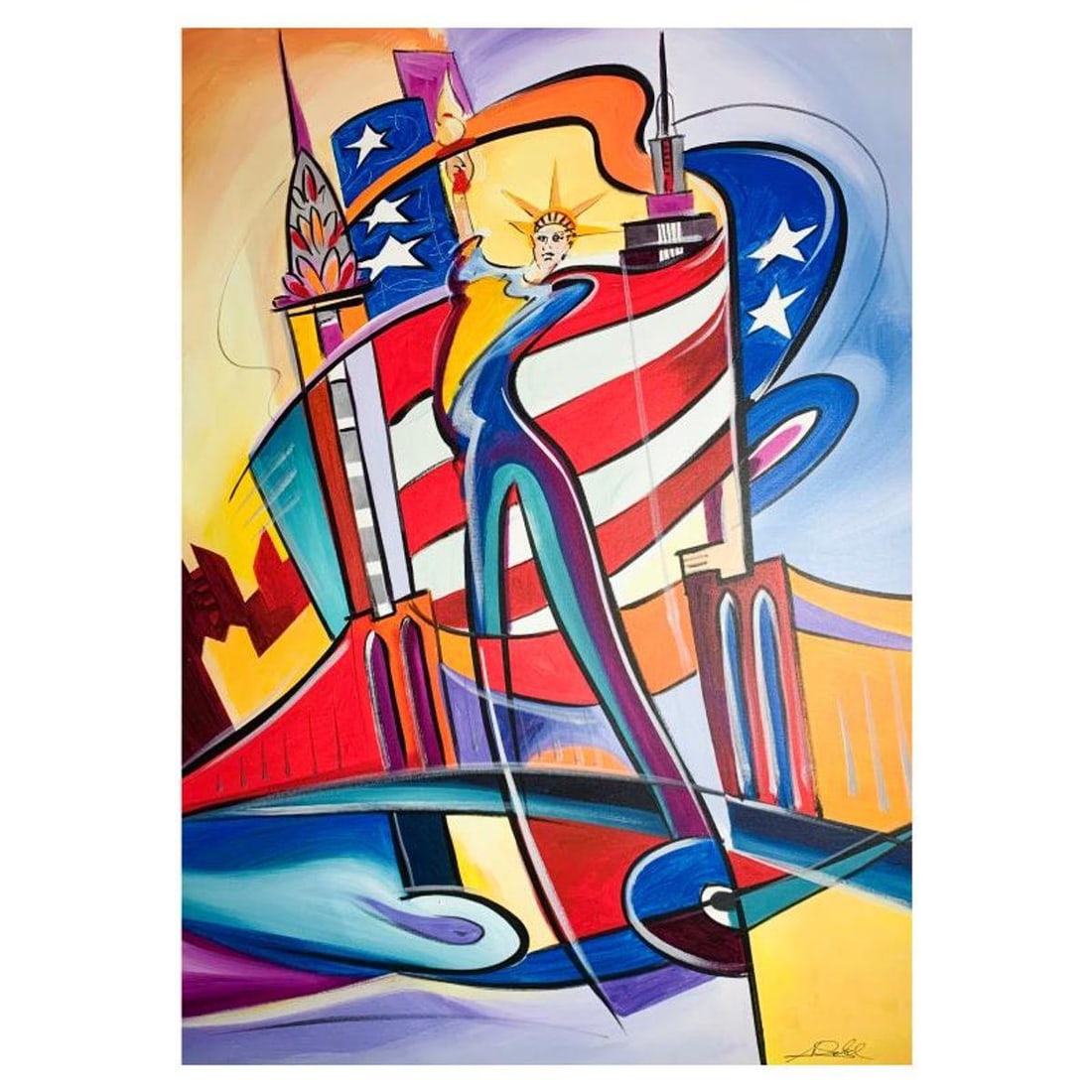 Alfred Gockel, "Rhythm of NY" Hand Signed Limited Edition on Canvas with Letter of Authenticity.: Rhythm of NY is a limited edition giclee on canvas by Alfred Gockel. The piece is hand signed and numbered and comes with a letter of authenticity. Measures approximately 38.5" x 27".