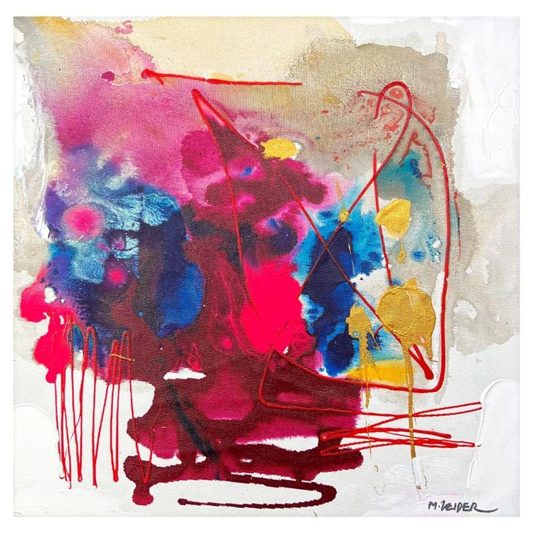 Moshe Leider, Original Painting on Canvas, Hand Signed with Letter of Authenticity.: This is an original painting, acrylic on canvas by Moshe Leider. The piece is hand signed by the artist and includes a letter of authenticity. Measures approximately 15.5" x 15.5" (image).