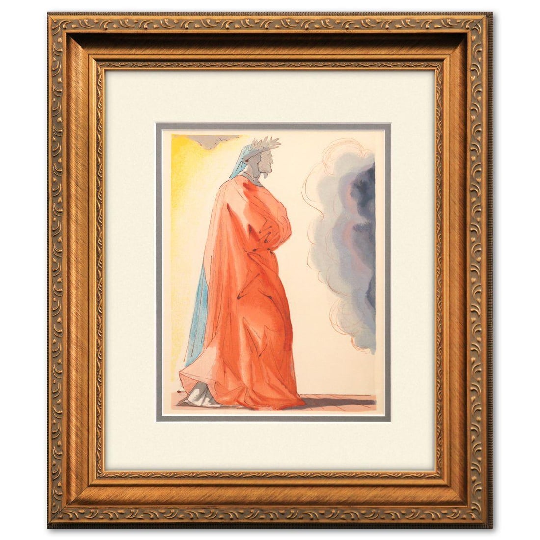 Salvador Dali- Original Color Woodcut on B.F.K. Rives Paper "Paradise 1": Artist: Salvador Dali. Medium: Original Color Woodcut on B.F.K. Rives Paper. Title: Paradise 1. Size: 13" x 10". Measures approx. 18" x 16" (framed). Certificate of Authenticity: Is included. Addition