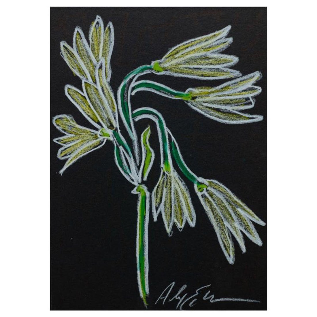 Alex Echo, "Untitled" Hand Signed Original Painting with Letter of Authenticity.: Untitled is an original painting, oil, pastel, and ink on black Bristol by Alex Echo. Hand signed and accompanied by a letter of authenticity. Measures approximately 14" x 10".