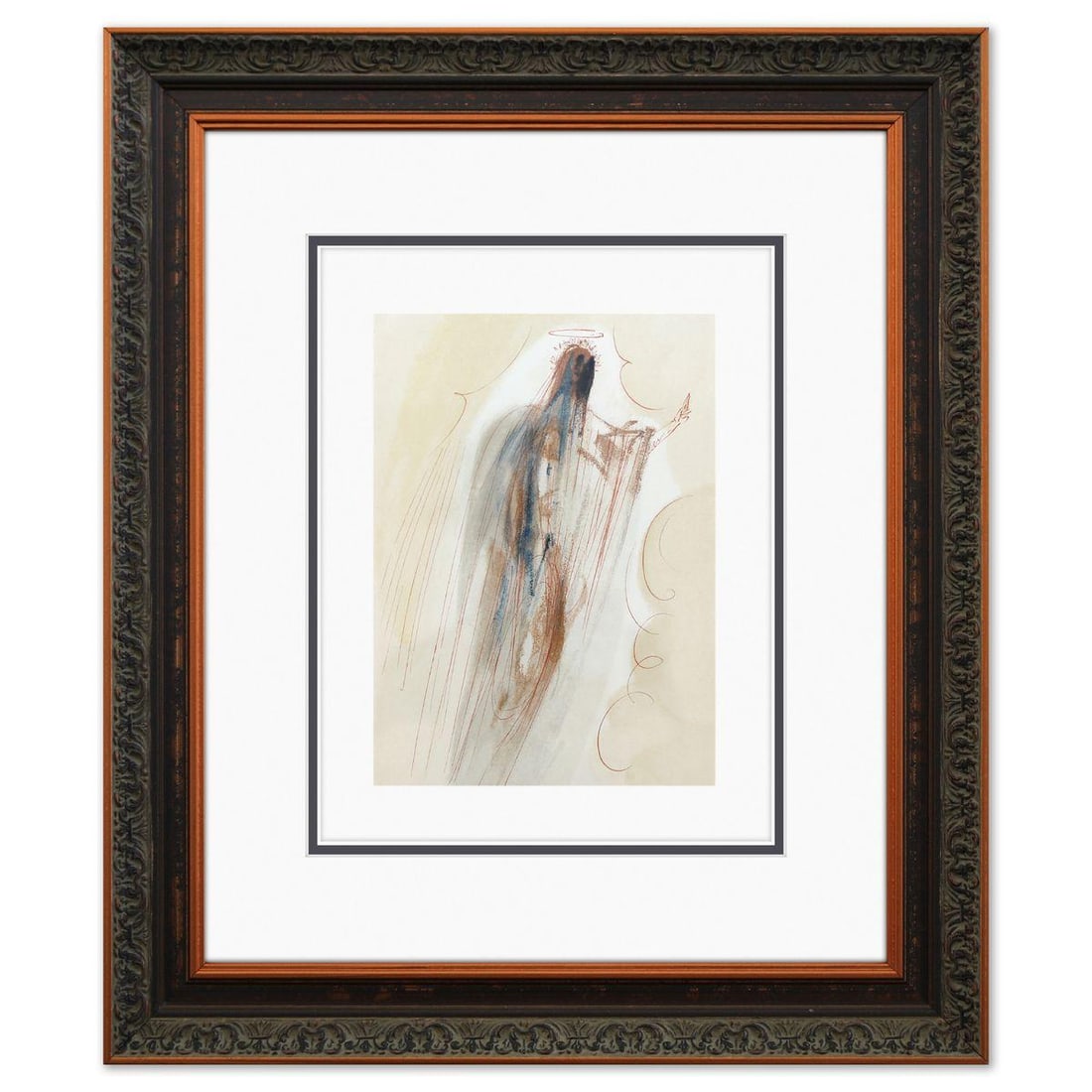 Salvador Dali- Original Color Woodcut on B.F.K. Rives Paper "Paradise 29": Artist: Salvador Dali. Medium: Original Color Woodcut on B.F.K. Rives Paper. Title: Paradise 29. Size: 13" x 10". Measures approx. 21" x 18" (framed). Certificate of Authenticity: Is included. Additio