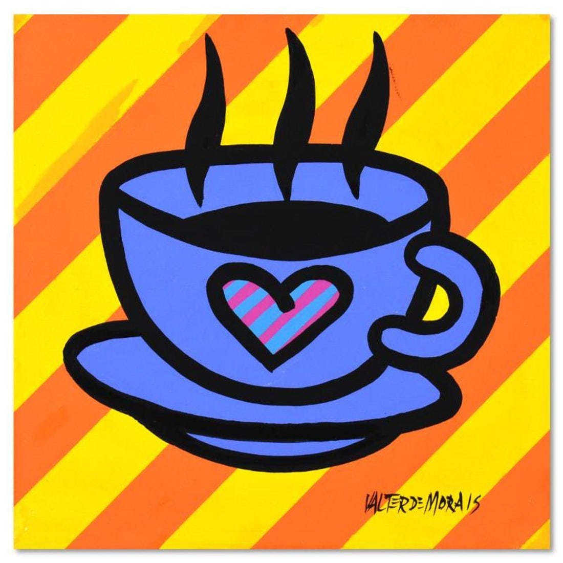 Valter Morais, Original Acrylic Painting on Canvas, Hand Signed with Letter of Authenticity.: This is an original acrylic painting on stretched canvas by Valter Morais, hand signed by the artist. Includes Letter of Authenticity. Measures approx. 12" x 12" (image). ** Please note: the canvas is