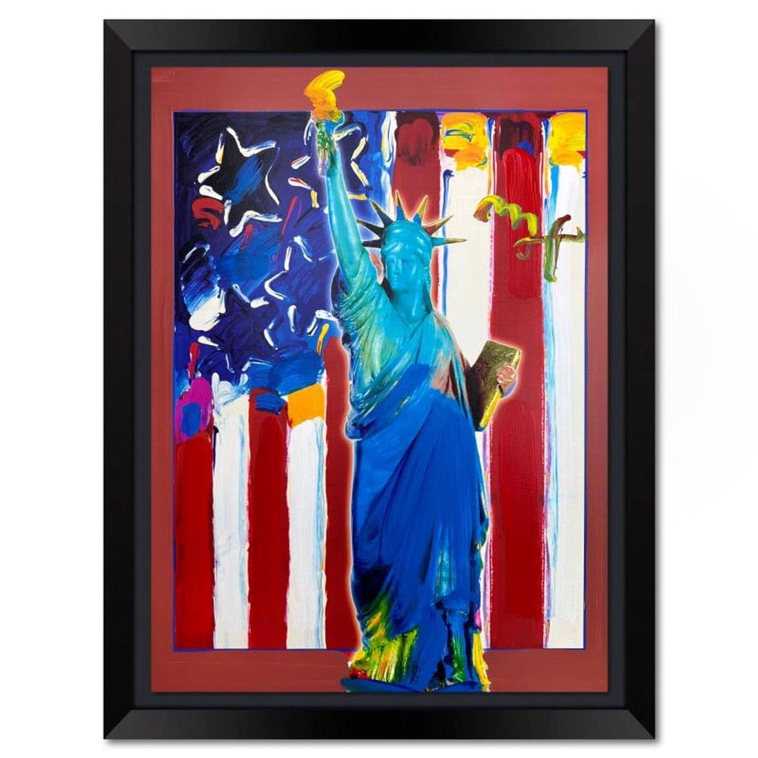 Peter Max, "United We Stand" Framed One-of-a-Kind Mixed Media, Hand Signed with Registration Number: United We Stand is a one-of-a-kind mixed media on paper, hand signed by Peter Max. The piece comes custom framed with a backside cutout to display Peter Max Studio registration number 201143 certifyin