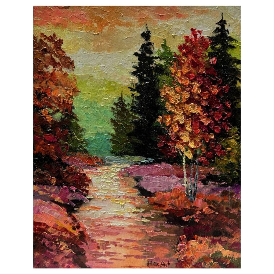 Alexander Antanenka, "Breath Of Autumn" Hand Signed Original Painting on Canvas with Letter of: Breath Of Autumn is an original oil painting on stretched canvas by Alexander Antanenka. Hand signed by the artist, the piece comes with a letter of authenticity. Measures approximately 20" x 16" (ima