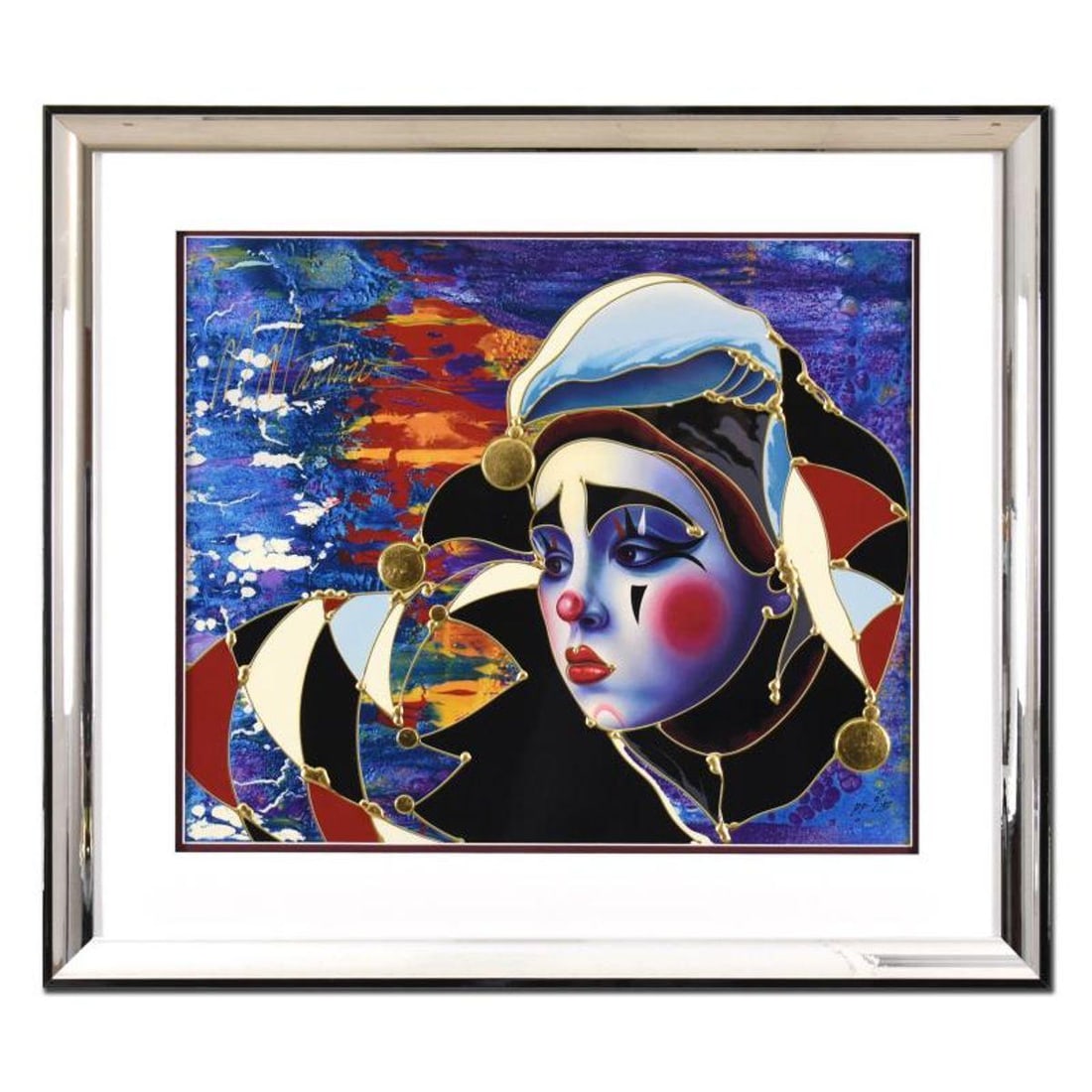 Martiros Manoukian, "Wistful Beauty" Framed Limited Edition Mixed Media Silkscreen, PP Numbered and: Wistful Beauty is a limited edition mixed media silkscreen on paper by Martiros Manoukian, PP numbered and hand signed by the artist. This piece comes custom framed with a mirror-like finish. Includes