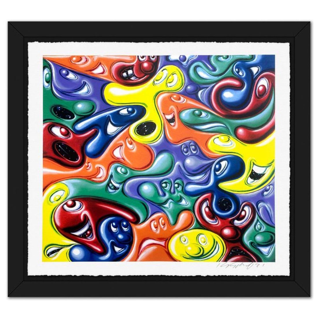 Kenny Scharf, "Yummy" Framed Limited Edition Silkscreen, Numbered and Hand Signed with Letter of: Yummy is a limited edition silkscreen on deckled edge paper by Kenny Scharf, numbered and hand signed by the artist. This piece comes custom framed. Includes Letter of Authenticity. Measures approx. 2