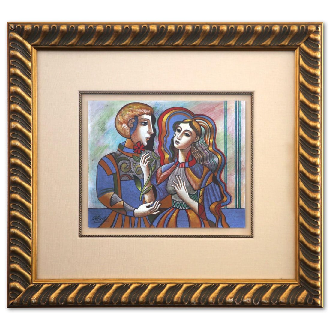 Oleg Zhivetin- Original Drawing "Gift of Love": Artist: Oleg Zhivetin. Medium: Original Drawing. Title: Gift of Love. Size: 9.5" x 12". Measures approx. 21" x 24" (framed). Signature: Hand Signed. Reference#: 74492.
