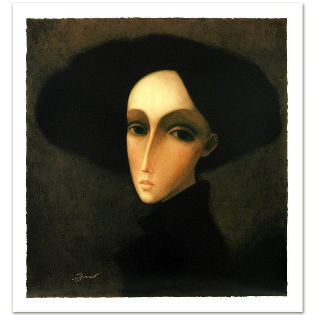 Sergey Smirnov (1953-2006), "Baroness" Limited Edition Mixed Media on Canvas, Numbered and Hand: Combining time-honored religious icon painting with western style portraiture, the hauntingly beautiful art of Sergey Smirnov (1953-2006) is inspired by the 'Parsuna' art movement. "Baroness" is a lim