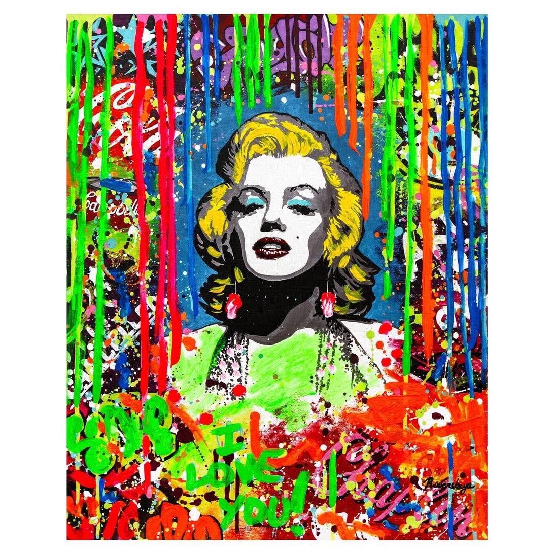 Nastya Rovenskaya- Mixed Media on Canvas "Pink Marilyn": Artist: Nastya Rovenskaya. Medium: Mixed Media on Canvas. Title: Pink Marilyn. Size: 30" x 24". Signature: Hand signed. Certificate of Authenticity: Is included. Reference#: 52456.
