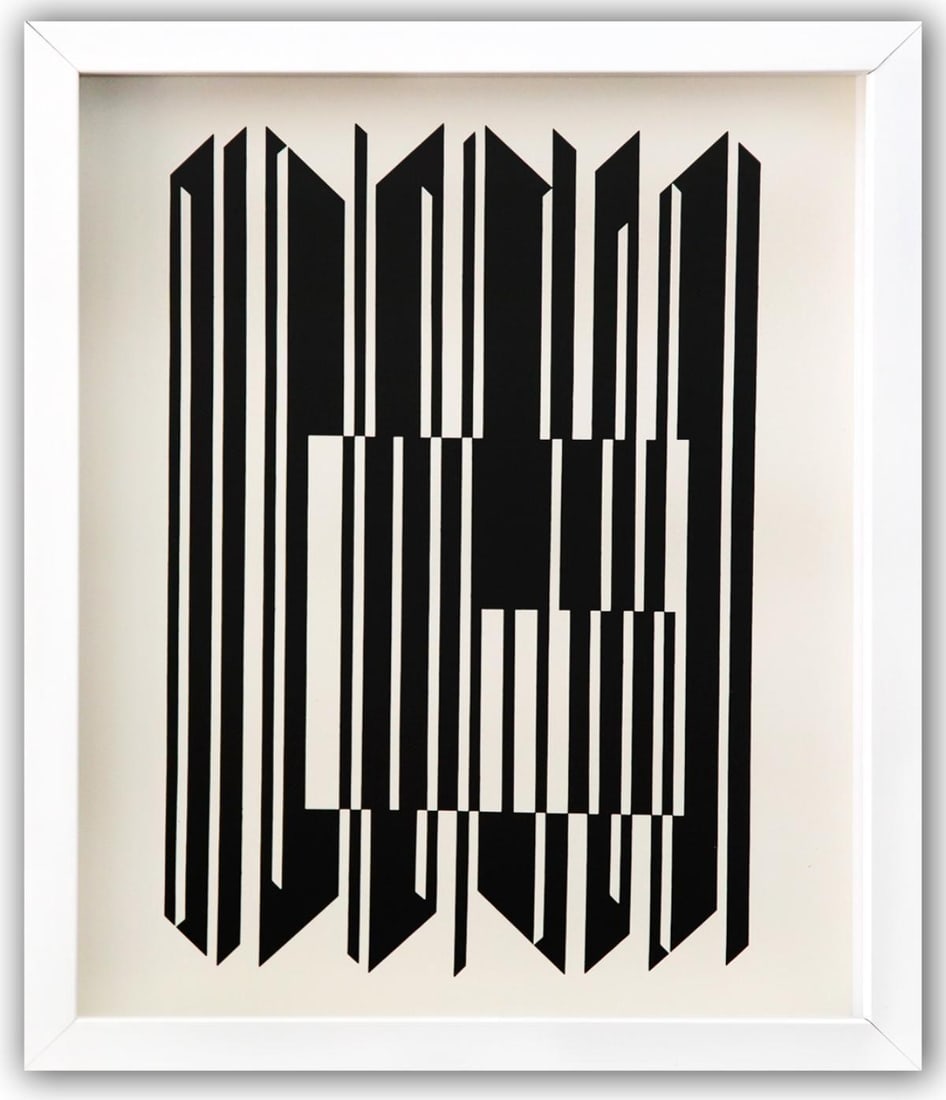 Victor Vasarely- Heliogravure Print "Untitled": Artist: Victor Vasarely. Medium: Heliogravure Print. Title: Untitled. Size: 13" x 10". Measures approx. 15" x 12" (framed). Additional: Custom Framed. Reference#: 21524.