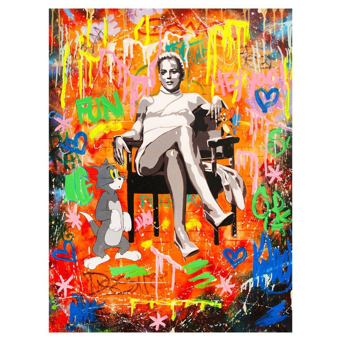 Nastya Rovenskaya- Mixed Media on Canvas "Basic Instinct": Artist: Nastya Rovenskaya. Medium: Mixed Media on Canvas. Title: Basic Instinct. Size: 40" x 30". Signature: Hand signed. Certificate of Authenticity: Is included. Reference#: 49434.