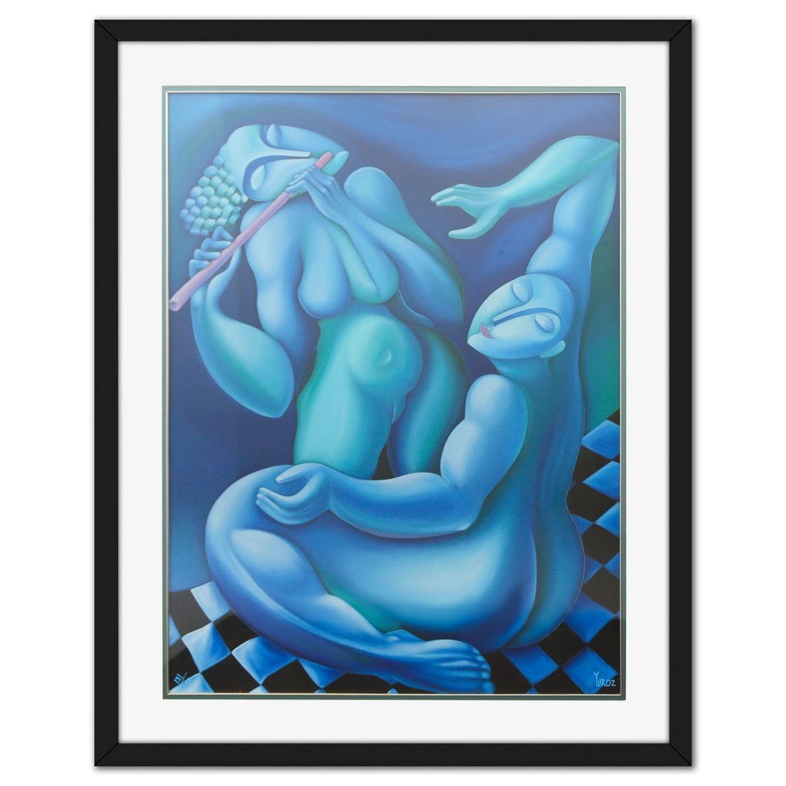 Yuroz- Serigraph "May I Touch Your Music": Artist: Yuroz. Medium: Serigraph. Title: May I Touch Your Music. Size: 40" x 30". Measures approx. 49" x 38.5" (framed). Signature: Hand Signed and numbered. Additional: 131/199. Reference#: 26387.
