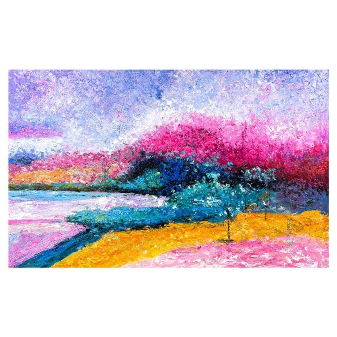 Inam, Original Oil Painting on Canvas, Hand Signed with Letter of Authenticity.: This is an original oil painting on canvas by Inam, hand signed by the artist. Includes Letter of Authenticity. Measures approx. 30" x 50" (image).
