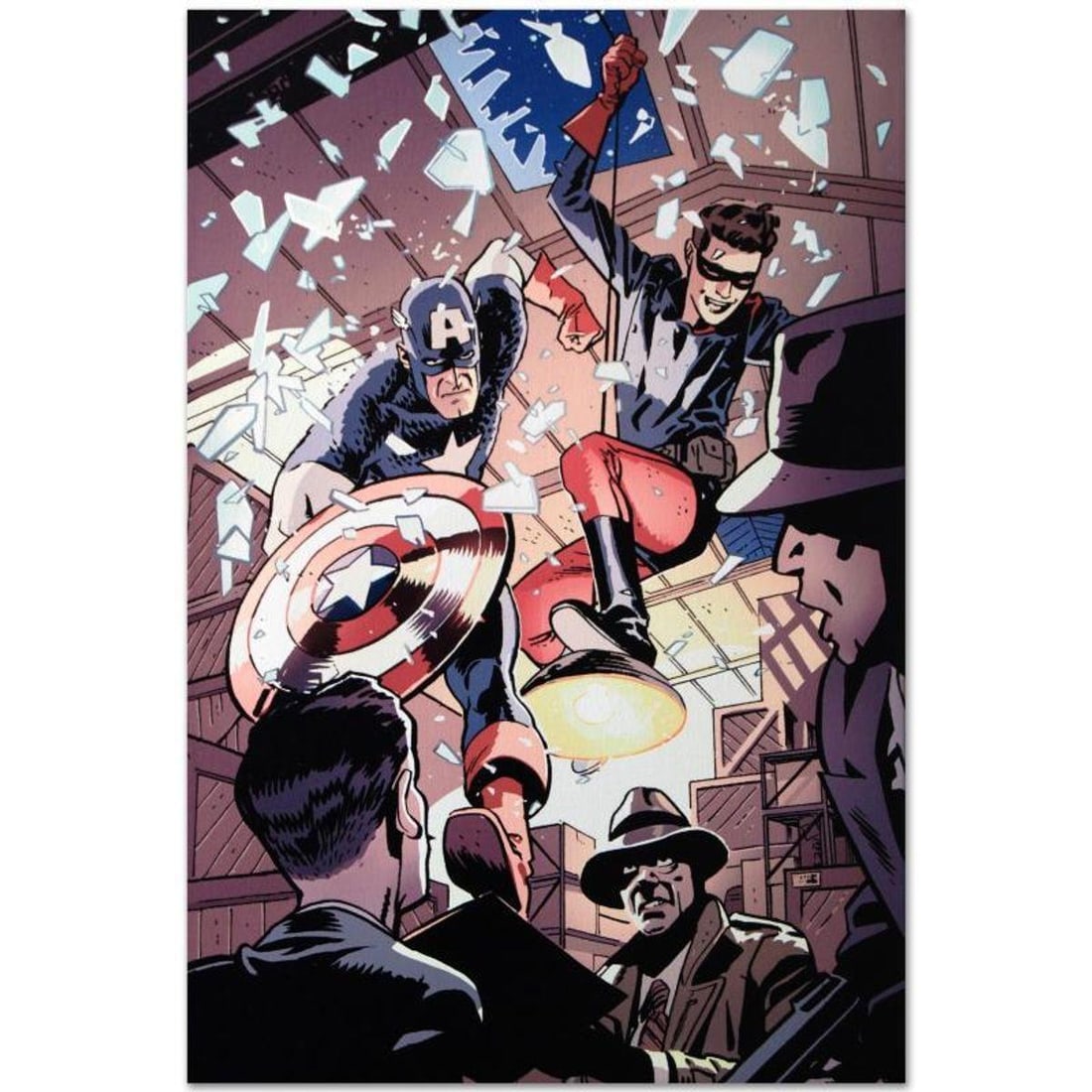Marvel Comics "Captain America and Bucky #621" Numbered Limited Edition Giclee on Canvas by Chris: A piece of comic book history, this limited edition, from original art by Chris Samnee, depicts classic characters from the Captain America franchise. Having previously done work on the Thor franchise