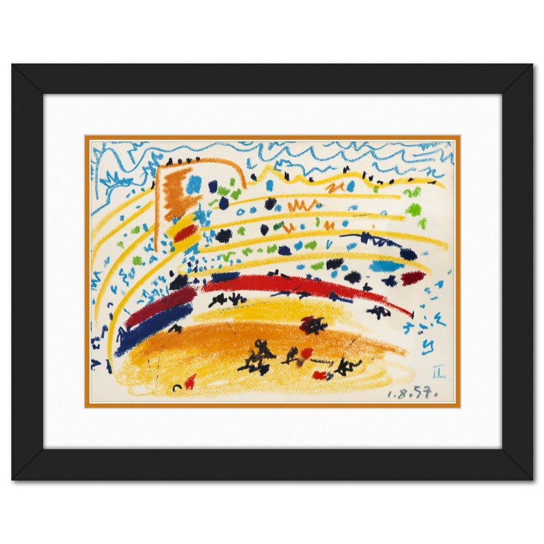 Pablo Picasso- Photolithograph on wove paper "Toros y Toreros II": Artist: Pablo Picasso. Medium: Photolithograph on wove paper. Title: Toros y Toreros II. Size: 10" x 14". Measures approx. 16" x 20" (framed). Certificate of Authenticity: Is included. Reference#: 640