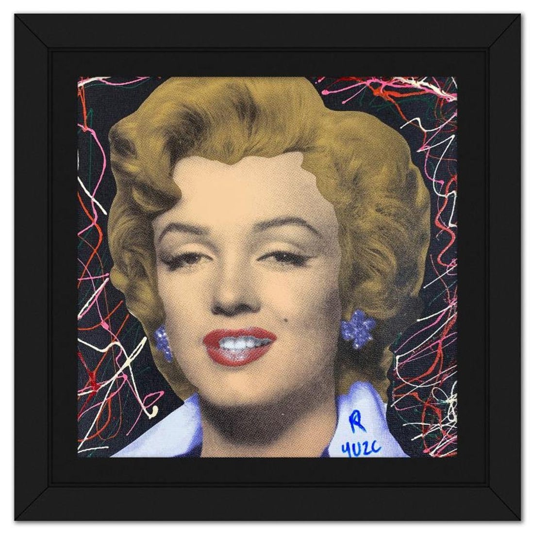 Ringo Daniel Funes, "Marilyn Classic" Framed One-of-a-Kind Mixed Media on Canvas, Hand Signed with: Marilyn Classic is a one-of-a-kind hand-pulled mixed media silkscreen on canvas by Ringo (Daniel Funes) - protege of Andy Warhol's apprentice, Steve Kaufman.This piece is hand signed by the artist. Th