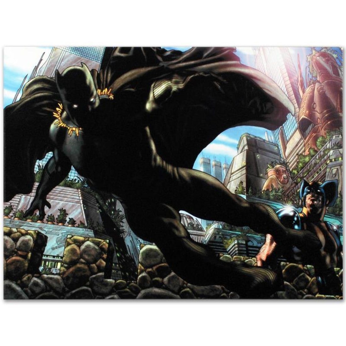 Marvel Comics "Wolverine #52" Numbered Limited Edition Giclee on Canvas by Simone Bianchi with COA.: A piece of comic book history, this limited edition, from original art by Simone Bianchi, depicts a mysterious Black Panther. Known for his use of ink wash in his work, Simone Bianchi is an Italian co
