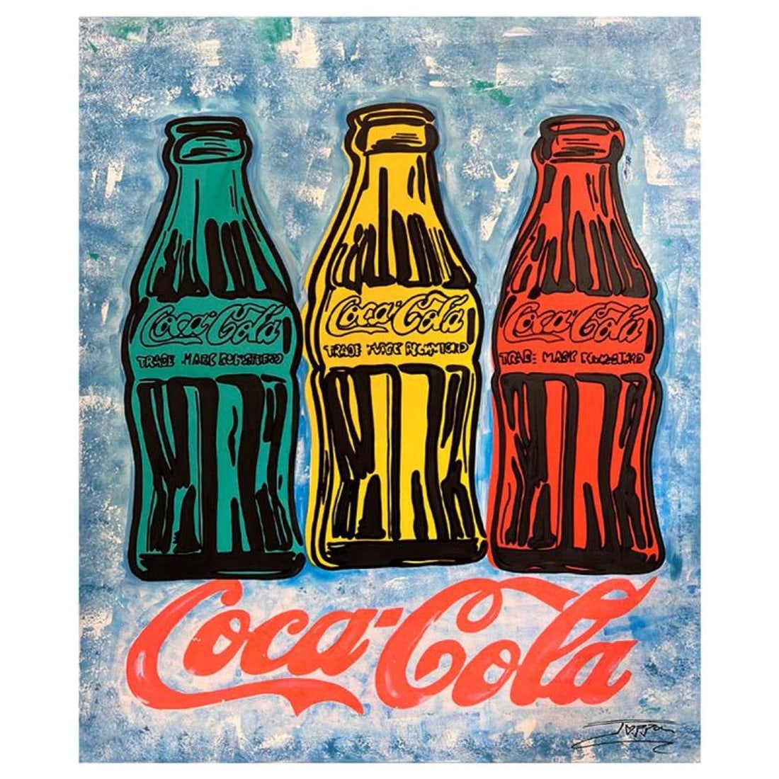 Jozza, "Coca Cola" Unique Mixed Media on Canvas, Hand Signed with Letter of Authenticity.: Coca Cola is a unique mixed media acrylic on gallery wrapped canvas by Jozza. Hand Signed by the artist and titled in verso, the piece comes with a letter of authenticity. Measures approximately 48" x