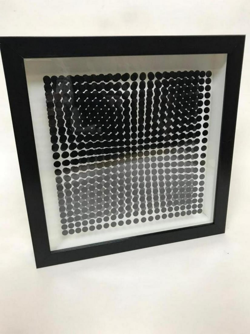 Victor Vasarely- 3D Wall Sculpture/object "Cinetiques": Artist: Victor Vasarely. Medium: 3D Wall Sculpture/object. Title: Cinetiques. Size: 11" x 10". Measures approx. 13" x 11" (framed). Certificate of Authenticity: Is included. Additional: Measures 11x13