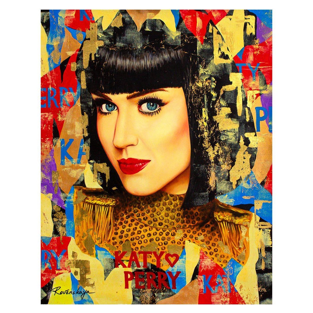 Nastya Rovenskaya- Original Oil on Canvas "Katy Perry": Artist: Nastya Rovenskaya. Medium: Original Oil on Canvas. Title: Katy Perry. Size: 30" x 24". Signature: Hand signed by the artist. Certificate of Authenticity: From the publisher. Reference#: 42365.