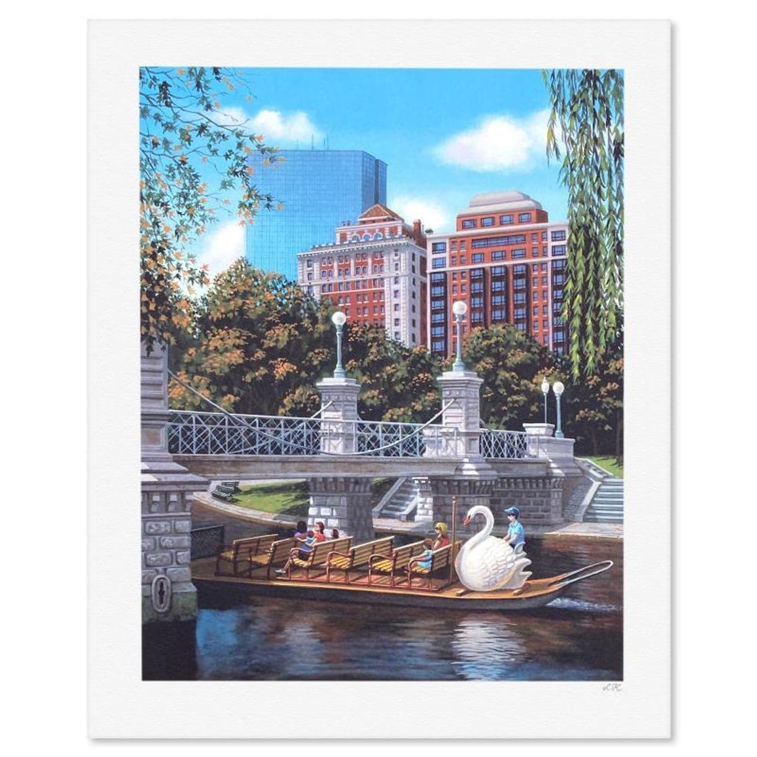 Liudmila Kondakova, "Swan Ferry, Boston" Limited Edition Lithograph, Numbered and Hand Signed with: Swan Ferry, Boston is a limited edition lithograph on paper by Liudmila Kondakova, hand signed by the artist. Includes Certificate of Authenticity from Chalk & Vermilion Fine Arts. Measures approx. 12
