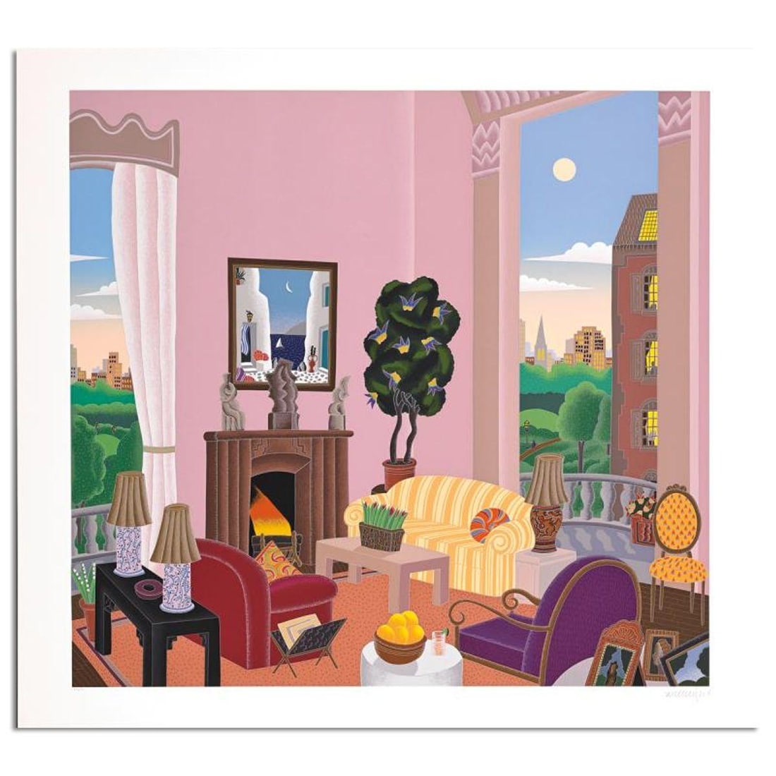 Thomas Mcknight, "Beacon Hill" Limited Edition Serigraph, Numbered and Hand Signed with Letter of: Beacon Hill is a limited edition serigraph on paper by Thomas Mcknight, numbered and hand signed by the artist. Includes Letter of Authenticity. Measures approx. 32" x 35" (border), 28" x 30" (image).
