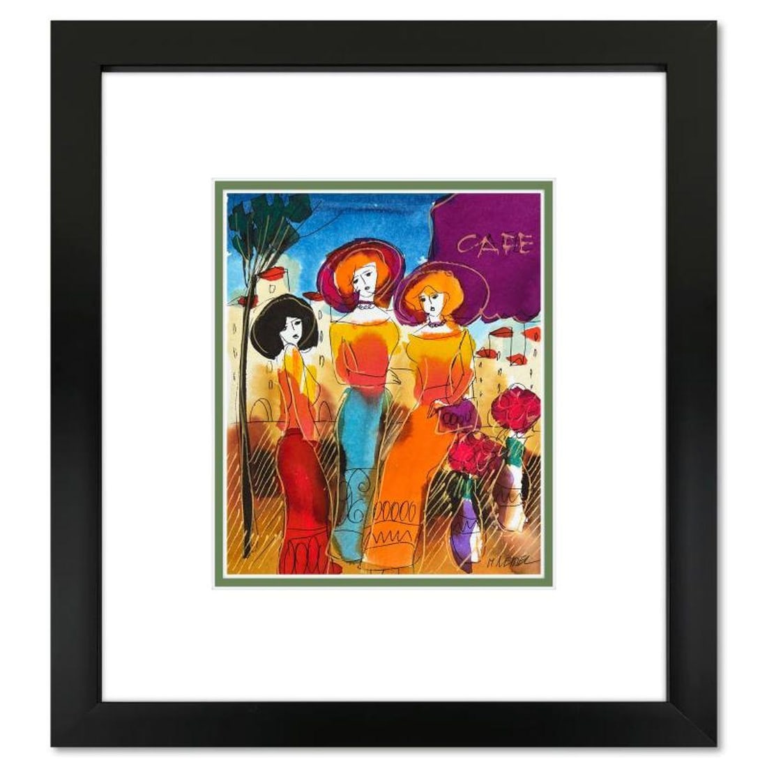 Moshe Leider, Framed Original Mixed Media Watercolor Painting, Hand Signed with Letter of (1 of 2)