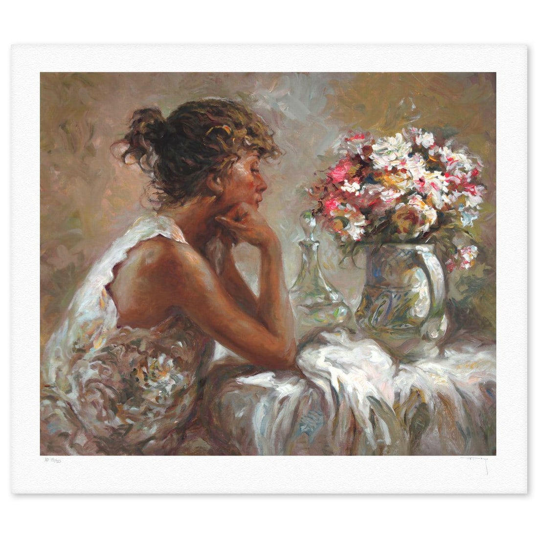 Royo- Serigraph "Pensativa": Artist: Royo. Medium: Serigraph. Title: Pensativa. Size: 28" x 33". Signature: Hand signed and numbered. Reference#: 74813.