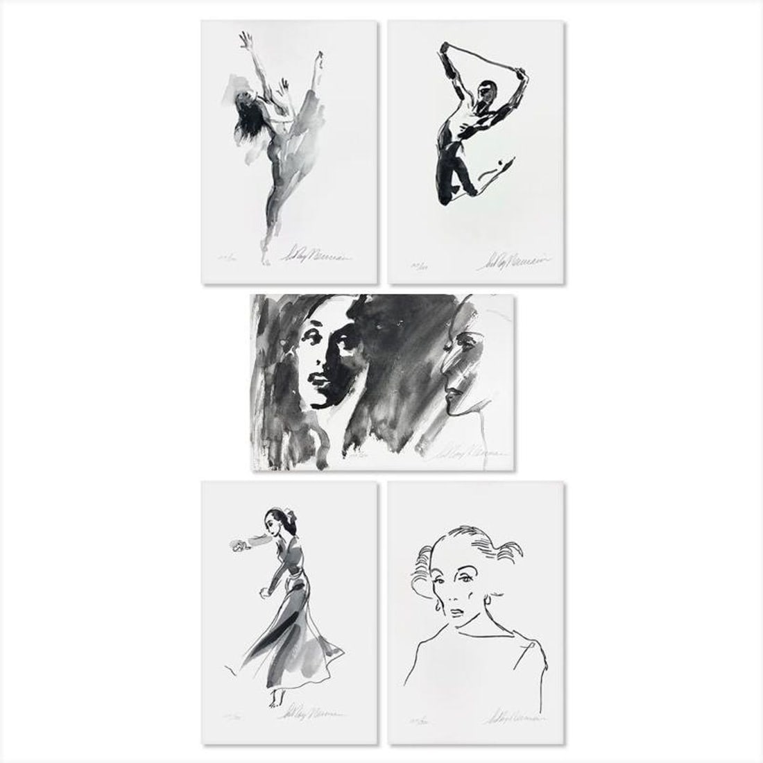 LeRoy Neiman (1921-2012), "Martha Graham 5 Piece Suite" Limited Edition Lithographs, Numbered: Martha Graham 5 Piece Suite is a limited edition lithographs on paper by LeRoy Neiman (1921-2012). Each piece is numbered 105/200 and hand signed by the artist. Includes Letter of Authenticity. Each p