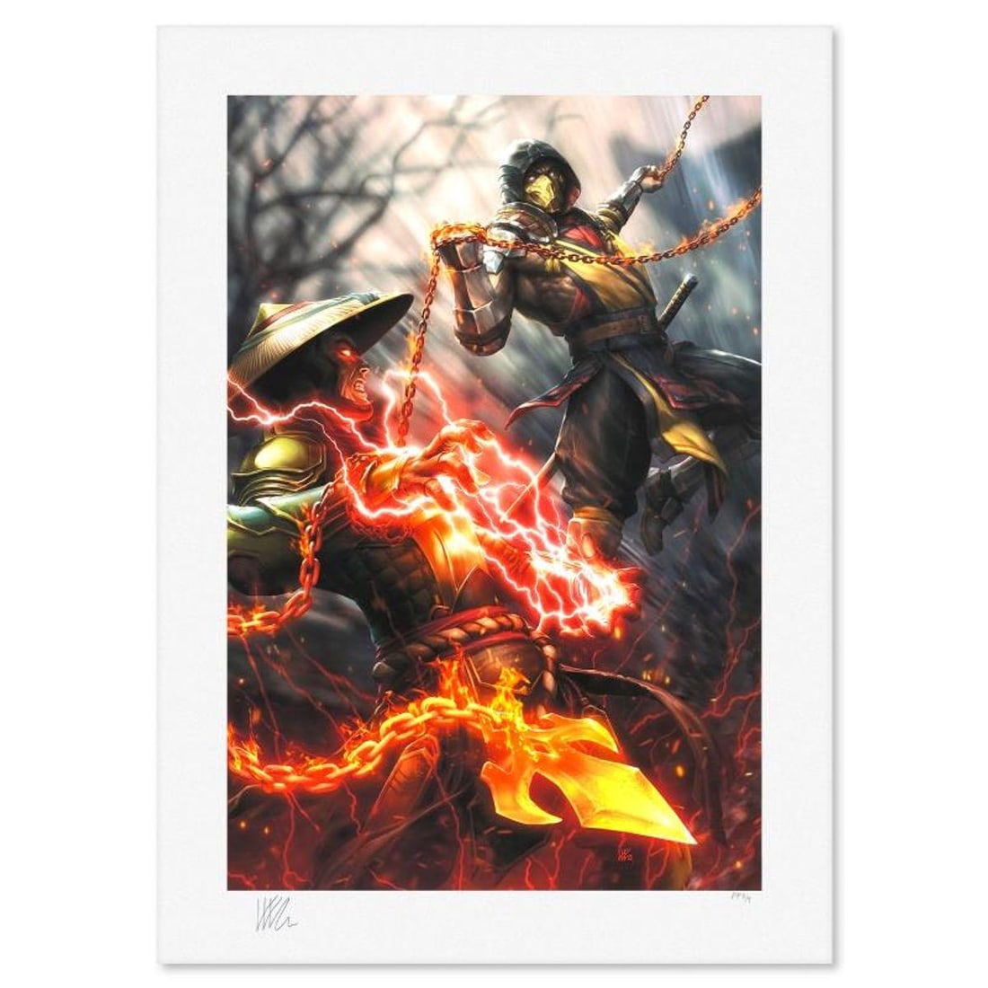 Kendrick Lim, "Mortal Kombat: Scorpion vs Raiden" Limited Edition, PP Numbered 3/4 and Signed with (1 of 2)