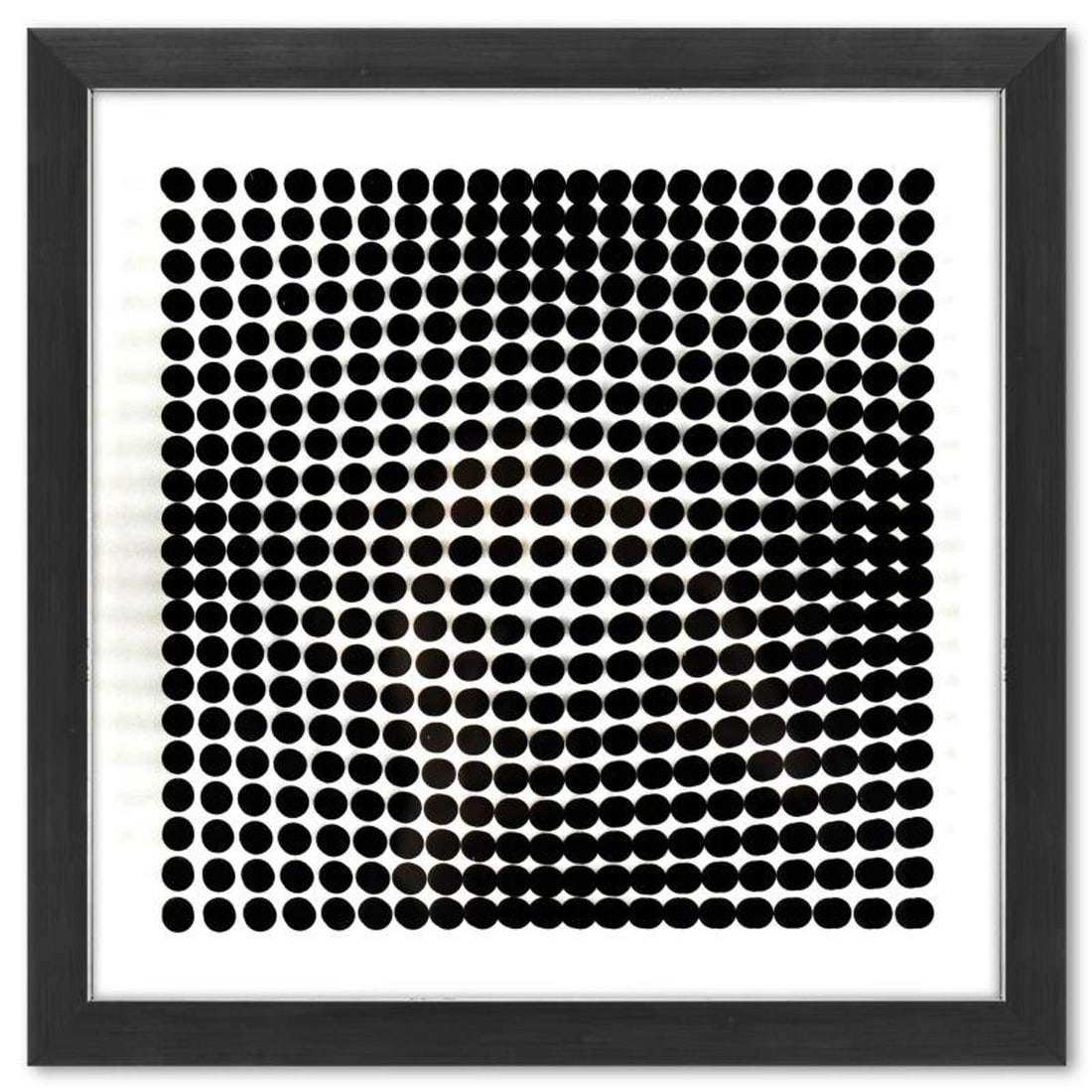 Victor Vasarely (1908-1997), "Trois Dimensions Optique de la serie Cinetiques" Framed 1973: Trois Dimensions Optique de la serie Cinetiques is a dimensional artwork, published in 1973, by Victor Vasarely (1908-1997). This piece comes custom framed, with a letter of authenticity and with a 19