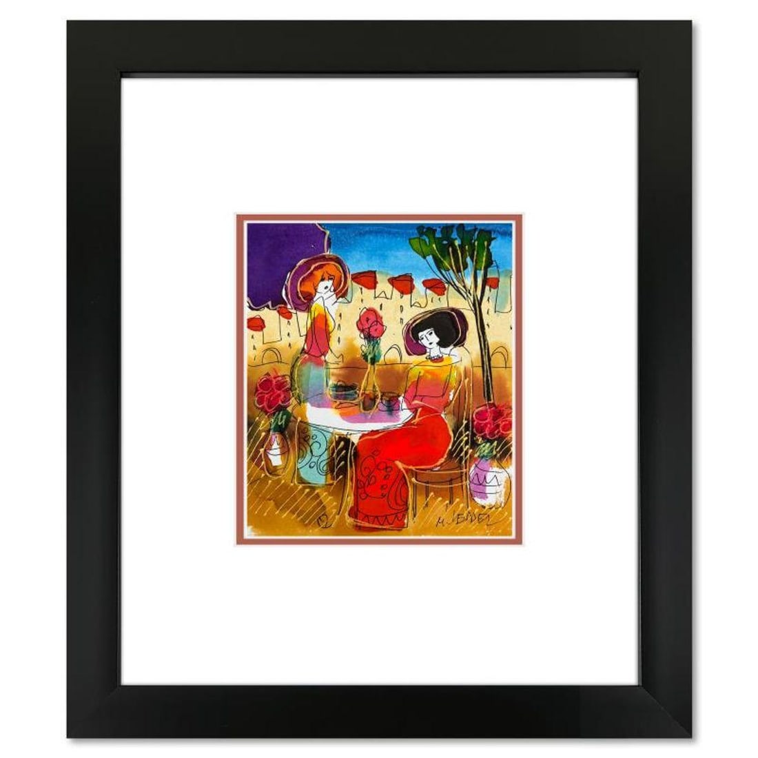 Moshe Leider, Framed Original Mixed Media Watercolor Painting, Hand Signed with Letter of (1 of 2)