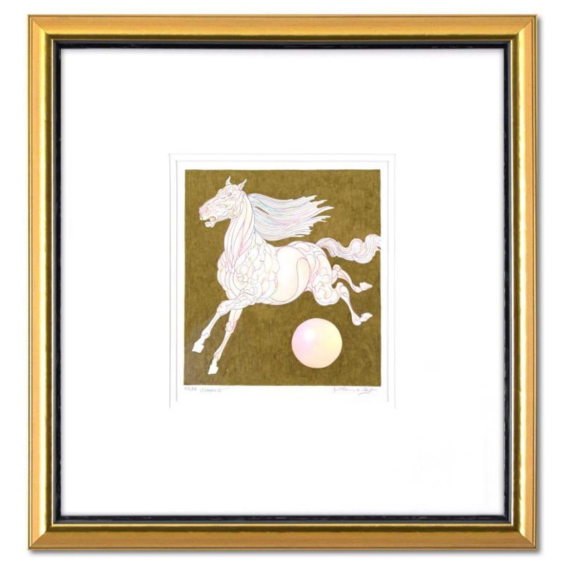 Guillaume Azoulay, "Etude GDMO" Framed Original Hand Colored Drawing with Hand Laid Gold Leaf, Hand: Etude GDMO is an original hand colored drawing on paper with hand laid gold leaf by Guillaume Azoulay, hand signed by the artist. This piece comes custom framed. Includes Letter of Authenticity. Measu