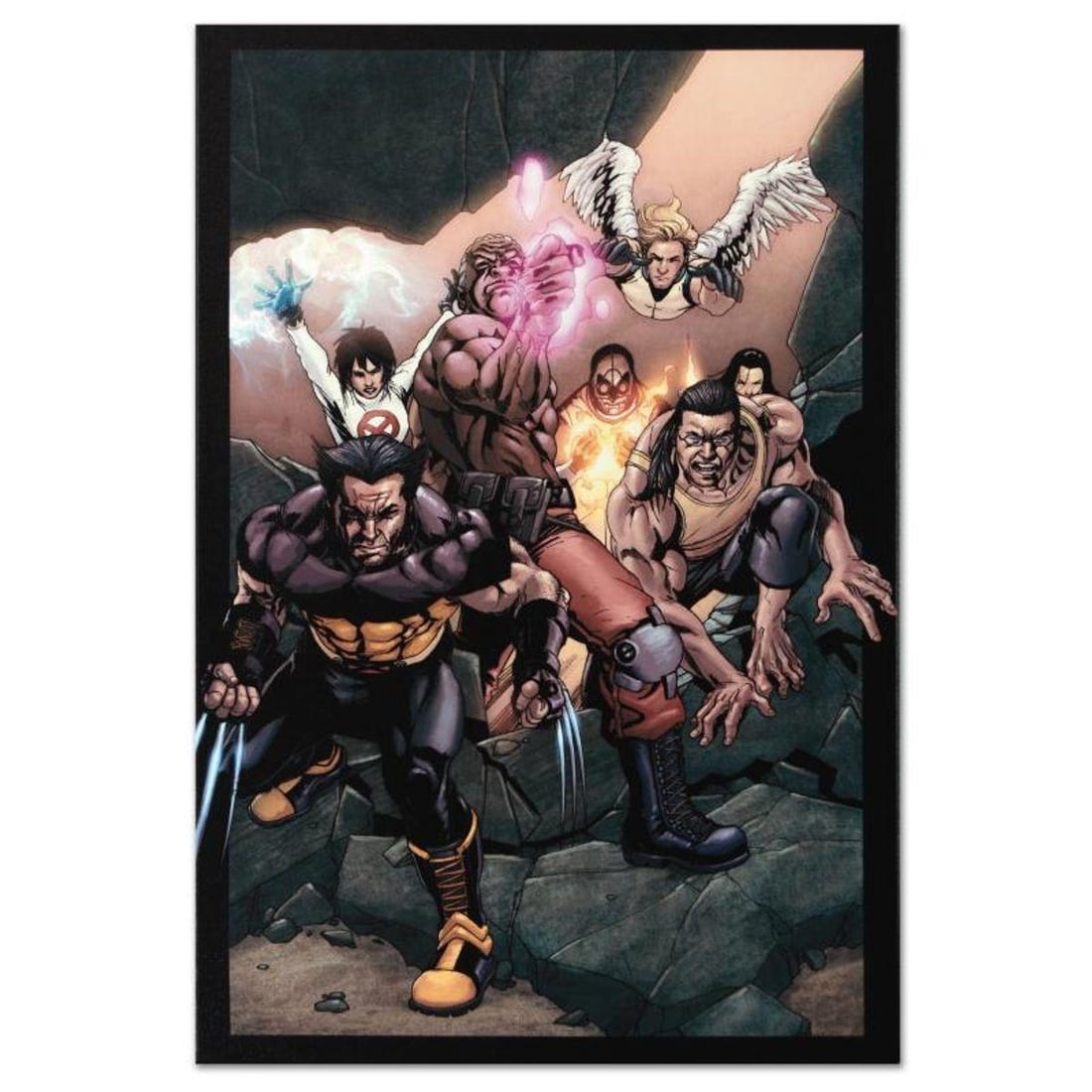 Marvel Comics "Ultimate X-Men #89" Numbered Limited Edition Giclee on Canvas by Salvador Larroca: A piece of comic book history, this limited edition, from original art by Salvador Larroca, depicts Wolverine, Beast, Bishop and Angel. Salvador Larroca is a Spanish comic book artist, primarily known