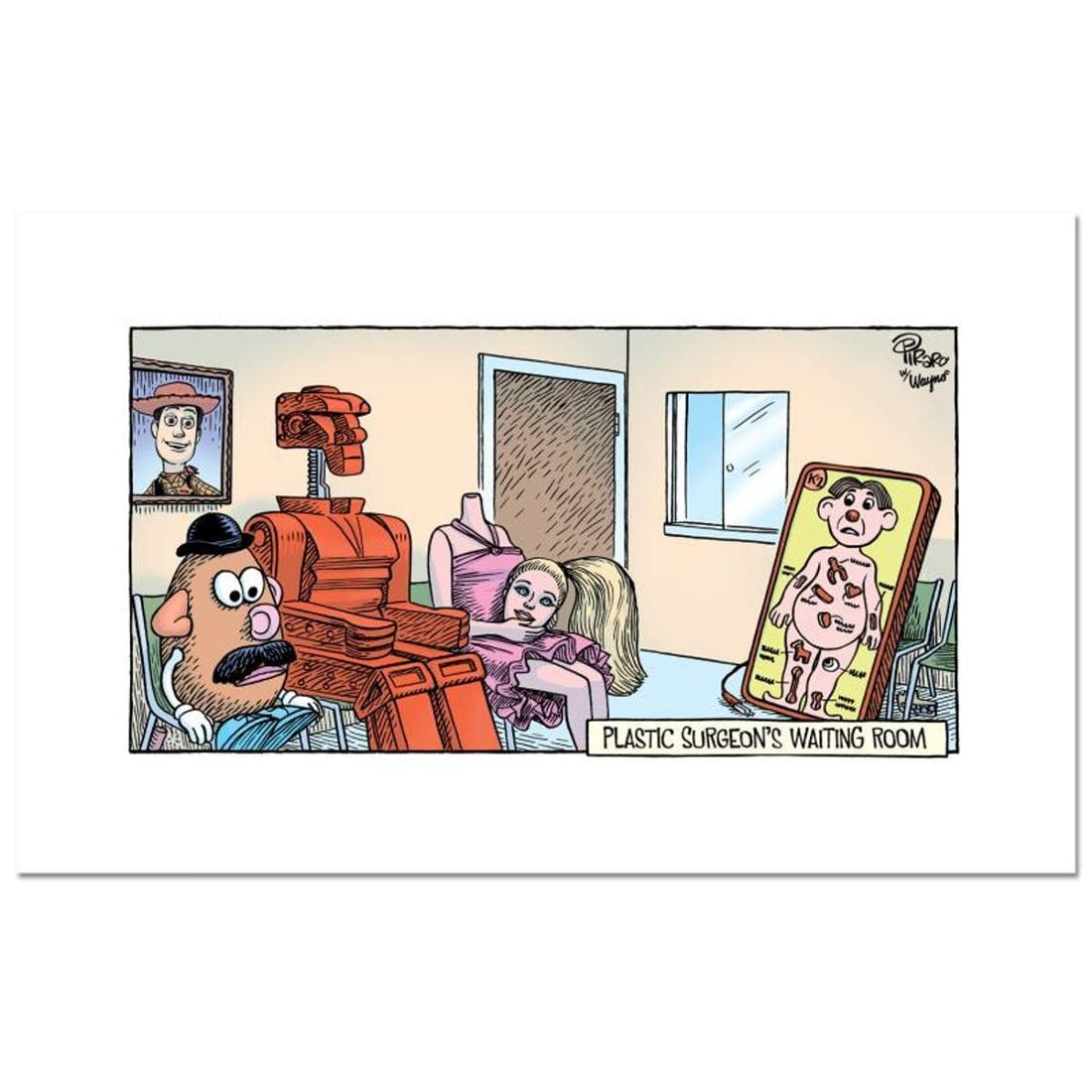 Bizarro, "Plastic Surgeon" Numbered Limited Edition Hand Signed by Creator Dan Piraro; Letter of: Plastic Surgeon is a limited edition giclee on paper by Dan Piraro, creator of the critically acclaimed and award winning comic strip, Bizarro, numbered and hand signed by the artist. Includes Letter 