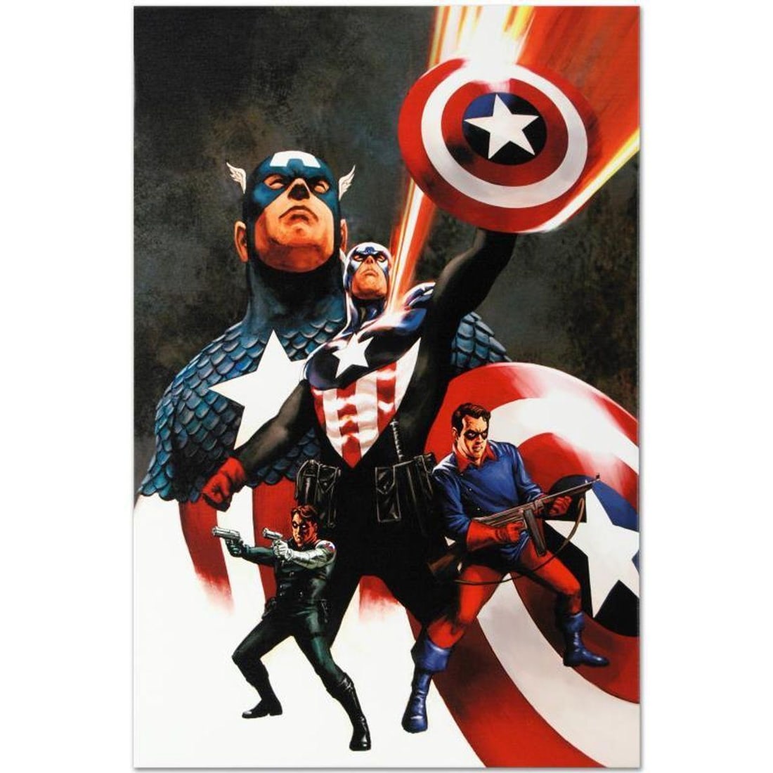 Marvel Comics "Captain America #600" Numbered Limited Edition Giclee on Canvas by Steve Epting with: A piece of comic book history, this limited edition, from original art by Steve Epting, depicts a homage Captain America and his pal Bucky. Steve Epting began working with Marvel Comics in the early 1