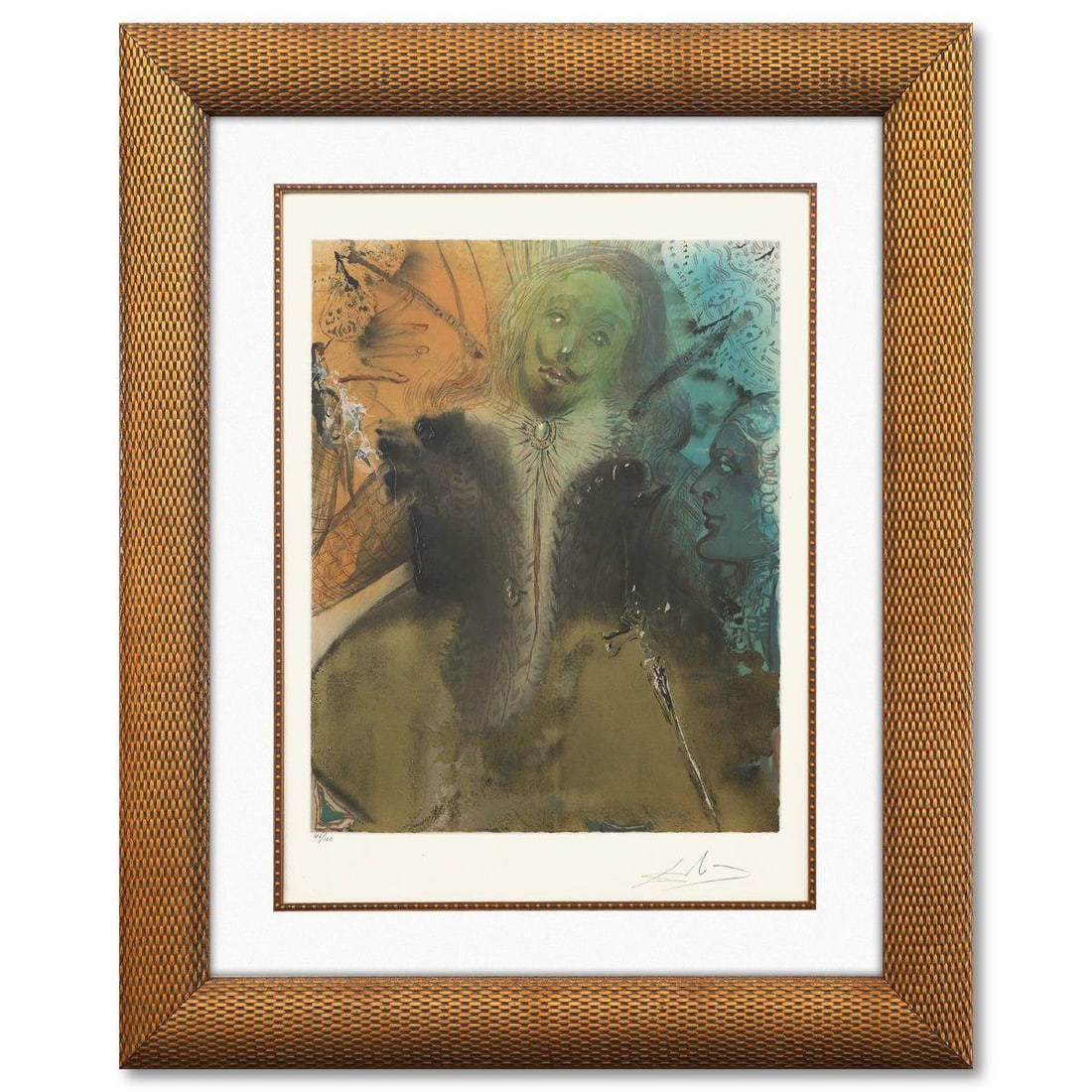 Salvador Dali- Original Lithograph "Damis' Delema": Artist: Salvador Dali. Medium: Original Lithograph. Title: Damis' Delema. Size: 25" x 19". Measures approx. 33" x 27" (framed). Signature: Hand signed and numbered. Certificate of Authenticity: Is inc