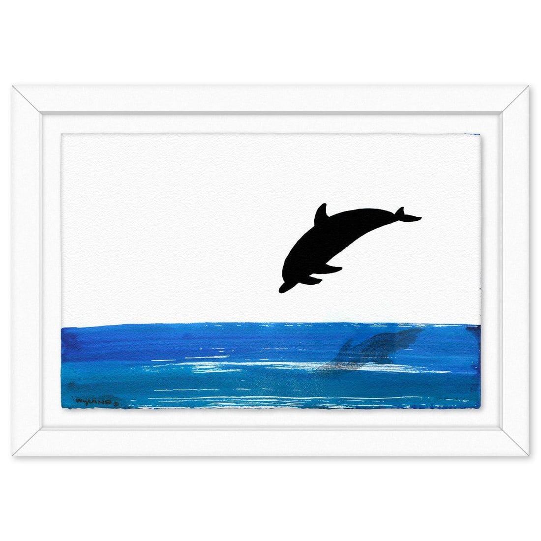 Wyland- Original Sumi Ink Painting "Dolphin": Artist: Wyland. Medium: Original Sumi Ink Painting. Title: Dolphin. Size: 26" x 40". Measures approx. 35" x 49" (framed). Signature: Hand signed by the artist. Certificate of Authenticity: Is included