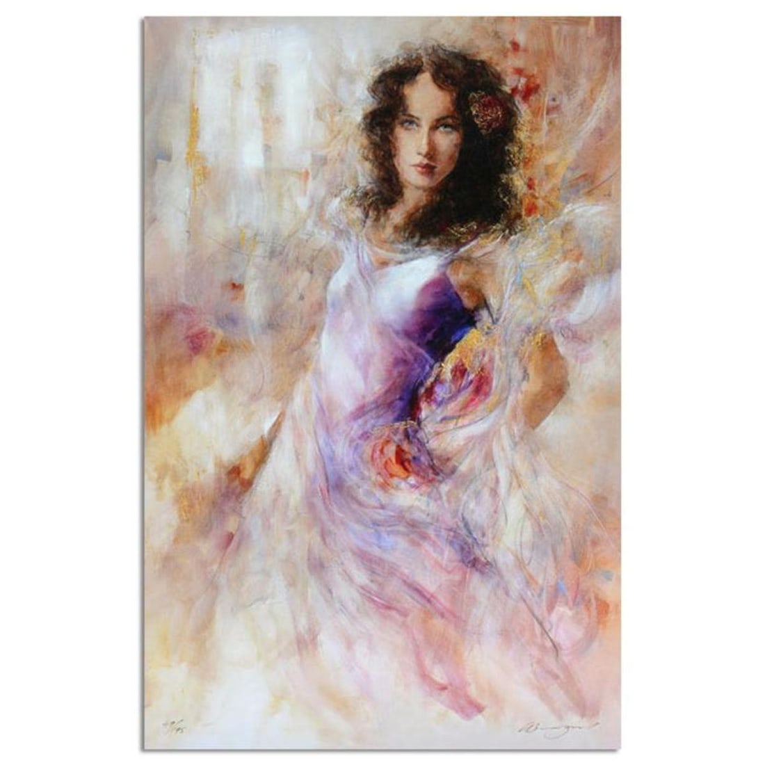 Gary Benfield, "Alana" Limited Edition on Canvas with Goldleaf Accents, Numbered and Hand Signed: Alana is a limited edition giclee on canvas with goldleaf accents by Gary Benfield, numbered and hand signed by the artist. Includes Letter of Authenticity. Measures approx. 21" x 32.5" (image).