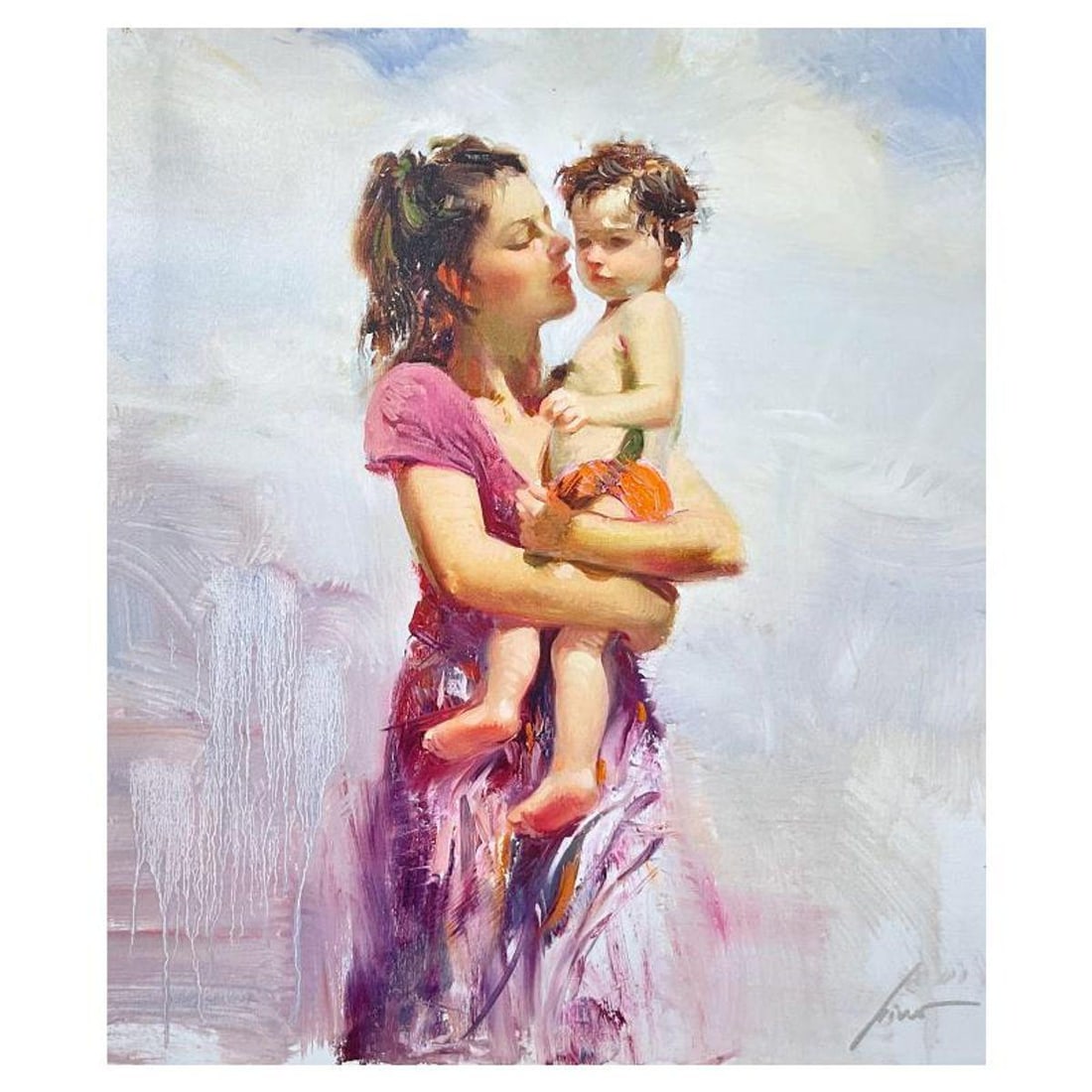 Pino (1939-2010), "Maternal Instinct" Limited Edition on Canvas, HC Numbered 2/10 and Hand Signed: Maternal Instinct is a limited edition giclee on canvas by Pino (1939-2010), HC numbered 2/10 and hand signed by the artist. Includes Certificate of Authenticity. Measures approx. 26" x 22" (image).