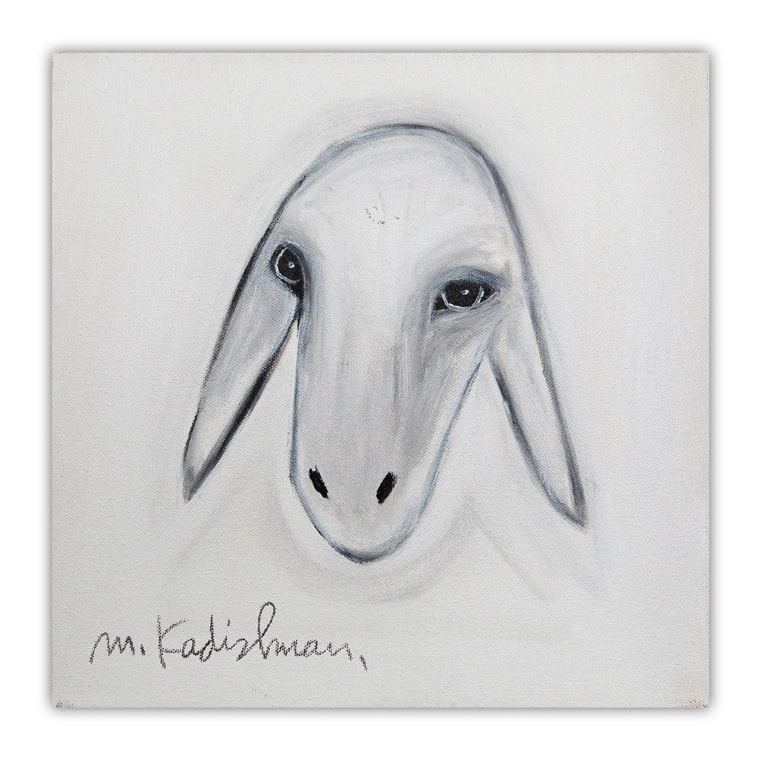 Menashe Kadishman- Original Acrylic on Canvas "Untitled": Artist: Menashe Kadishman. Medium: Original Acrylic on Canvas. Title: Untitled. Size: 12" x 12". Signature: Hand Signed by the artist. Certificate of Authenticity: Is included. Additional: Stretched a