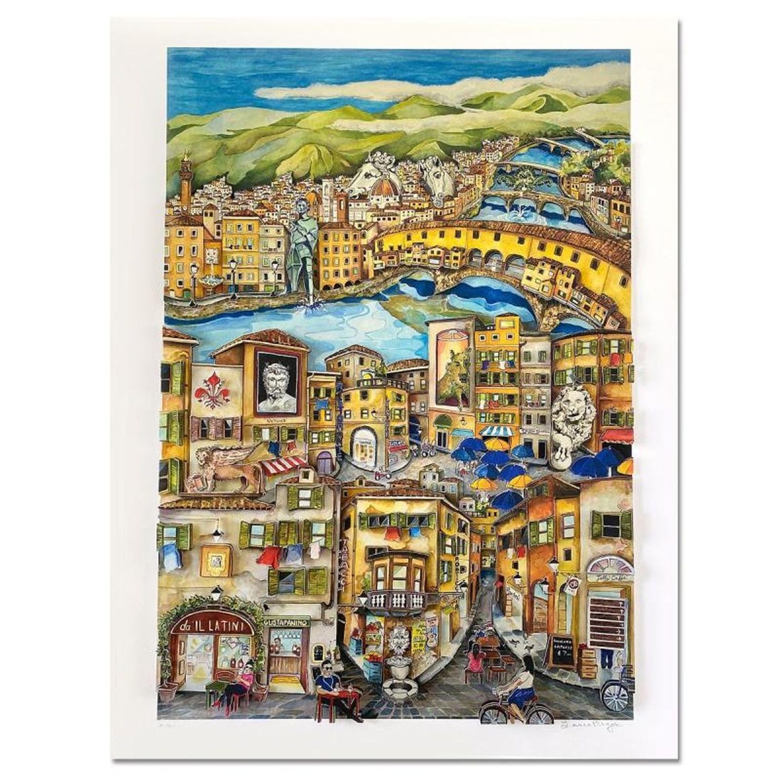 Linnea Pergola, "Florence" 3D Limited Edition, Hand Signed with Letter of Authenticity.: Florence is a limited edition 3D construct on paper by Linnea Pergola. The piece is numbered and hand signed by the artist. Includes letter of authenticity. Please note this piece may have some rough 