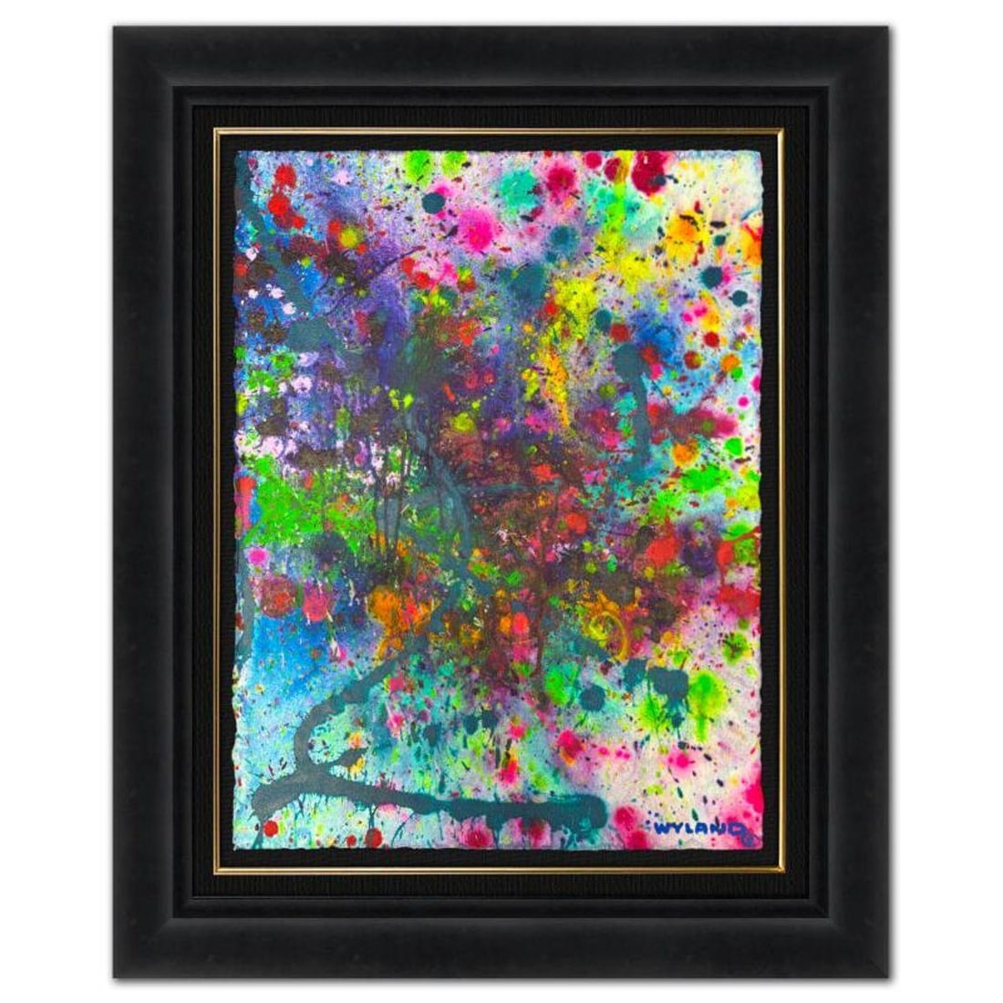 Wyland, "Untitled Abstract" Framed Original Painting on Paper, Hand Signed with Letter of (1 of 2)