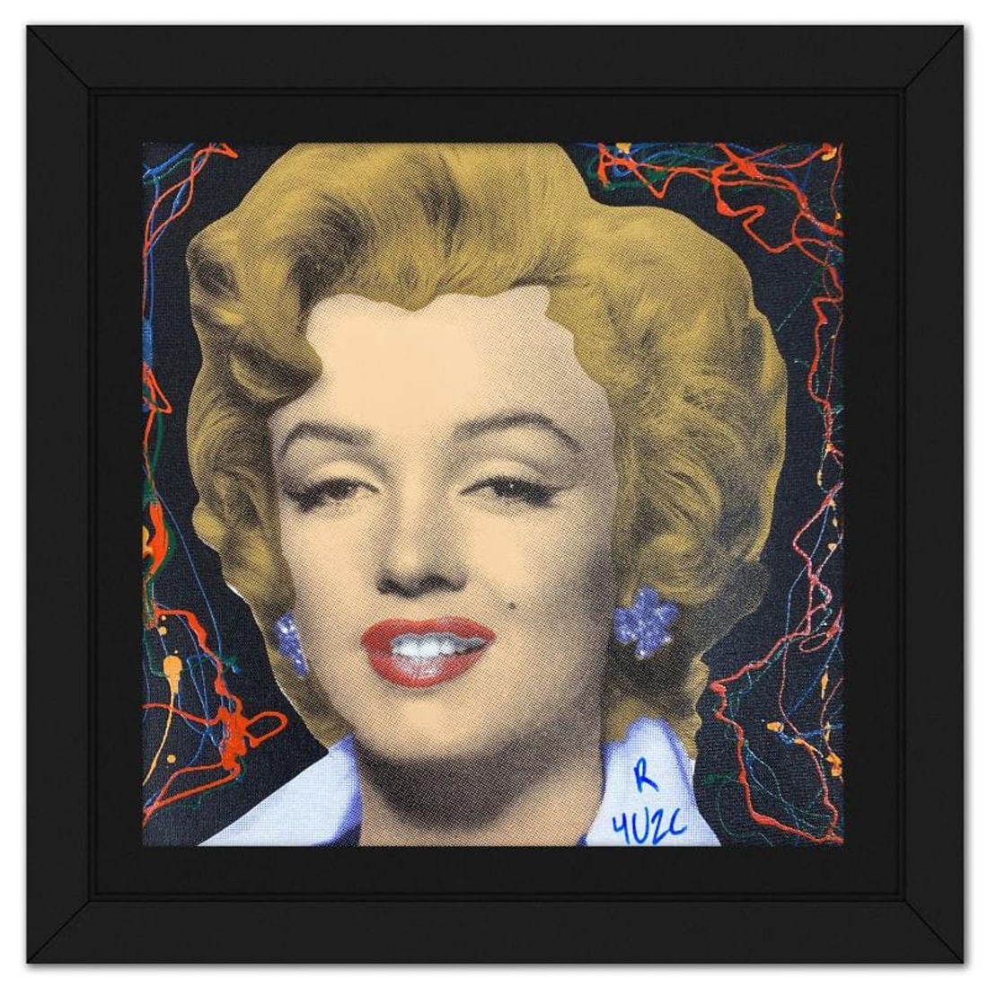 Ringo Daniel Funes, "Marilyn Classic" Framed One-of-a-Kind Mixed Media on Canvas, Hand Signed with: Marilyn Classic is a one-of-a-kind hand-pulled mixed media silkscreen on canvas by Ringo (Daniel Funes) - protege of Andy Warhol's apprentice, Steve Kaufman.This piece is hand signed by the artist. Th