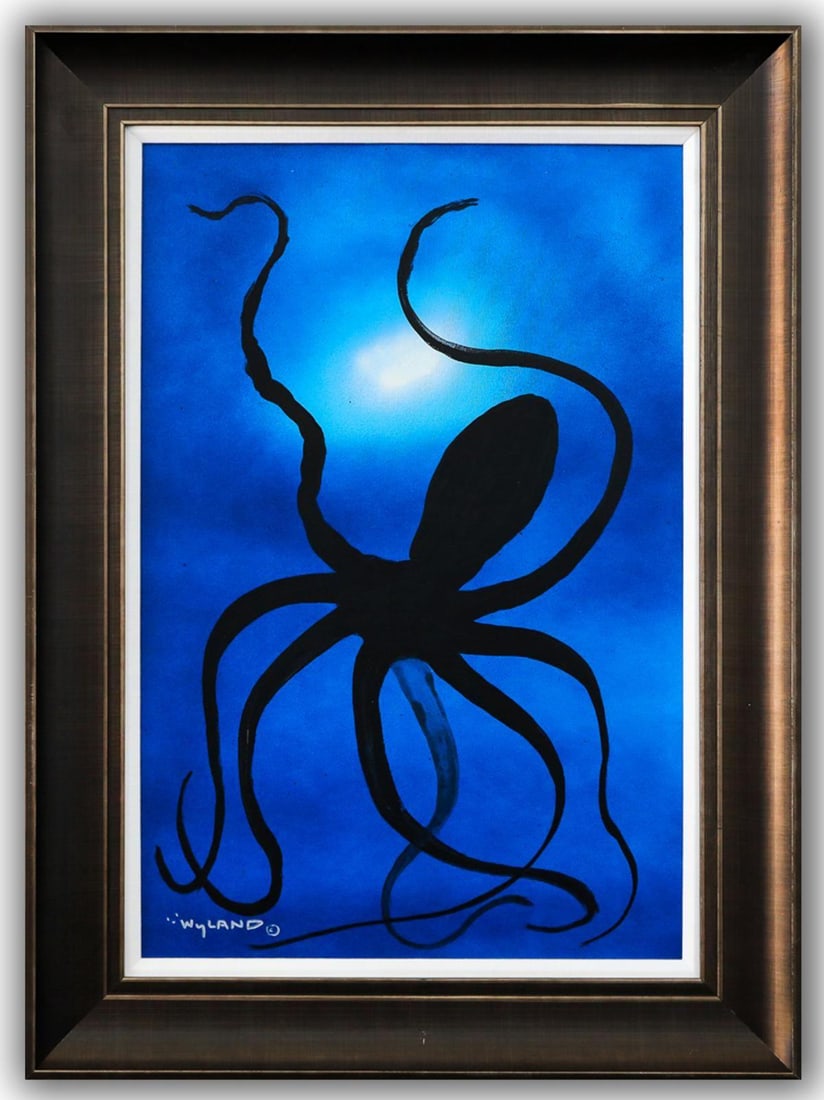 Wyland- Original Painting on Canvas "Octopus": Artist: Wyland. Medium: Original Painting on Canvas. Title: Octopus. Size: 30" x 20". Measures approx. 38" x 28" (framed). Signature: Hand Signed by the artist. Certificate of Authenticity: Is include