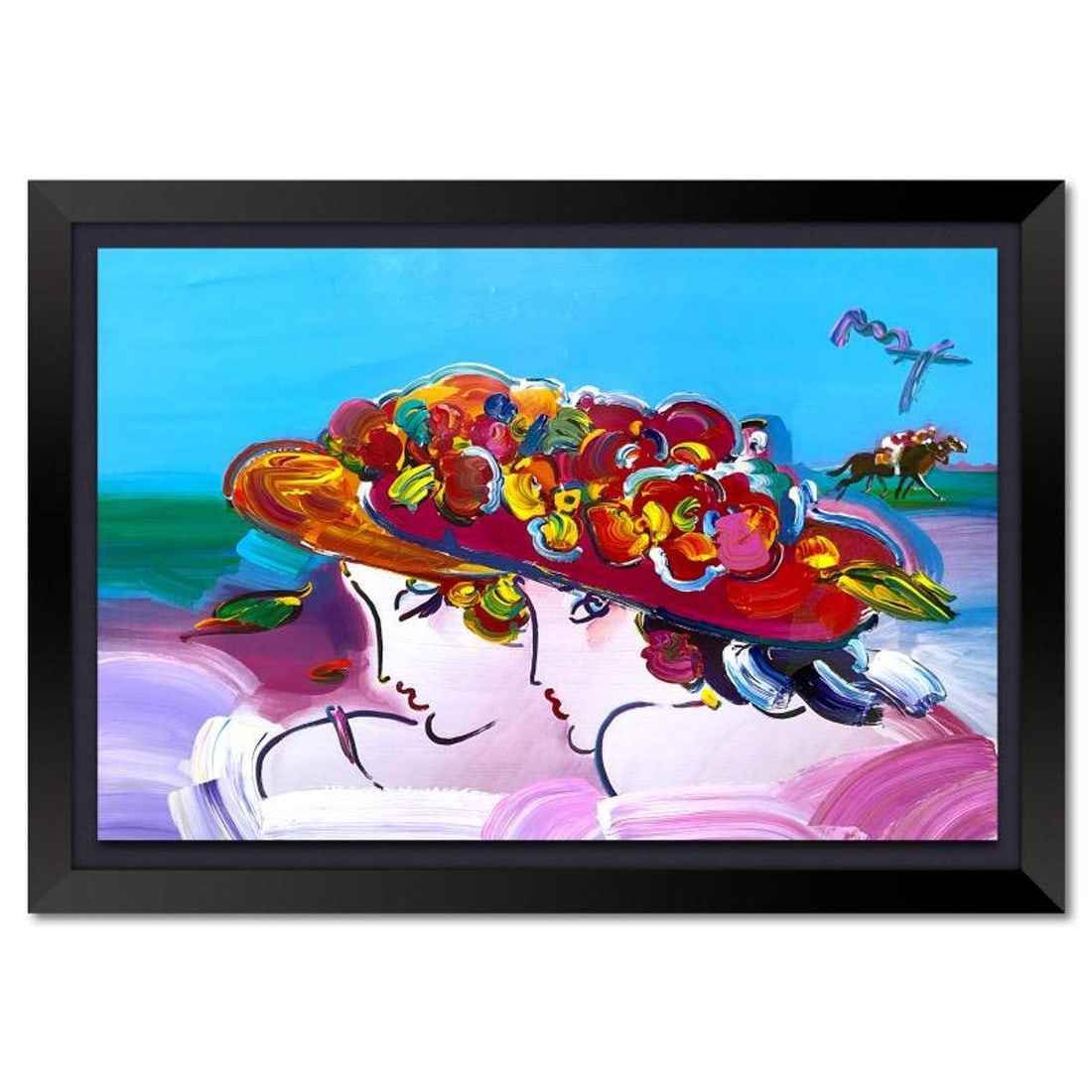 Peter Max, "Kentucky Oaks" Framed One-of-a-Kind Acrylic Mixed Media (30" x 42"), Hand Signed with: Kentucky Oaks is a one-of-a-kind acrylic mixed media on paper, hand signed by Peter Max. The piece comes custom framed with a backside cutout to display Peter Max Studio registration number 262037 cer