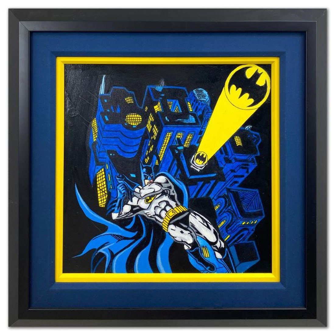 Steve Kaufman (1960-2010), "Batman III" Framed Original Painting on Canvas, Hand Signed Inverso with: Batman III is an original painting on canvas by Steve Kaufman (1960-2010) - protege to Andy Warhol, inverso by the artist. Includes Letter of Authenticity. Measures approx. 31" x 30" (frame), 20" x 19