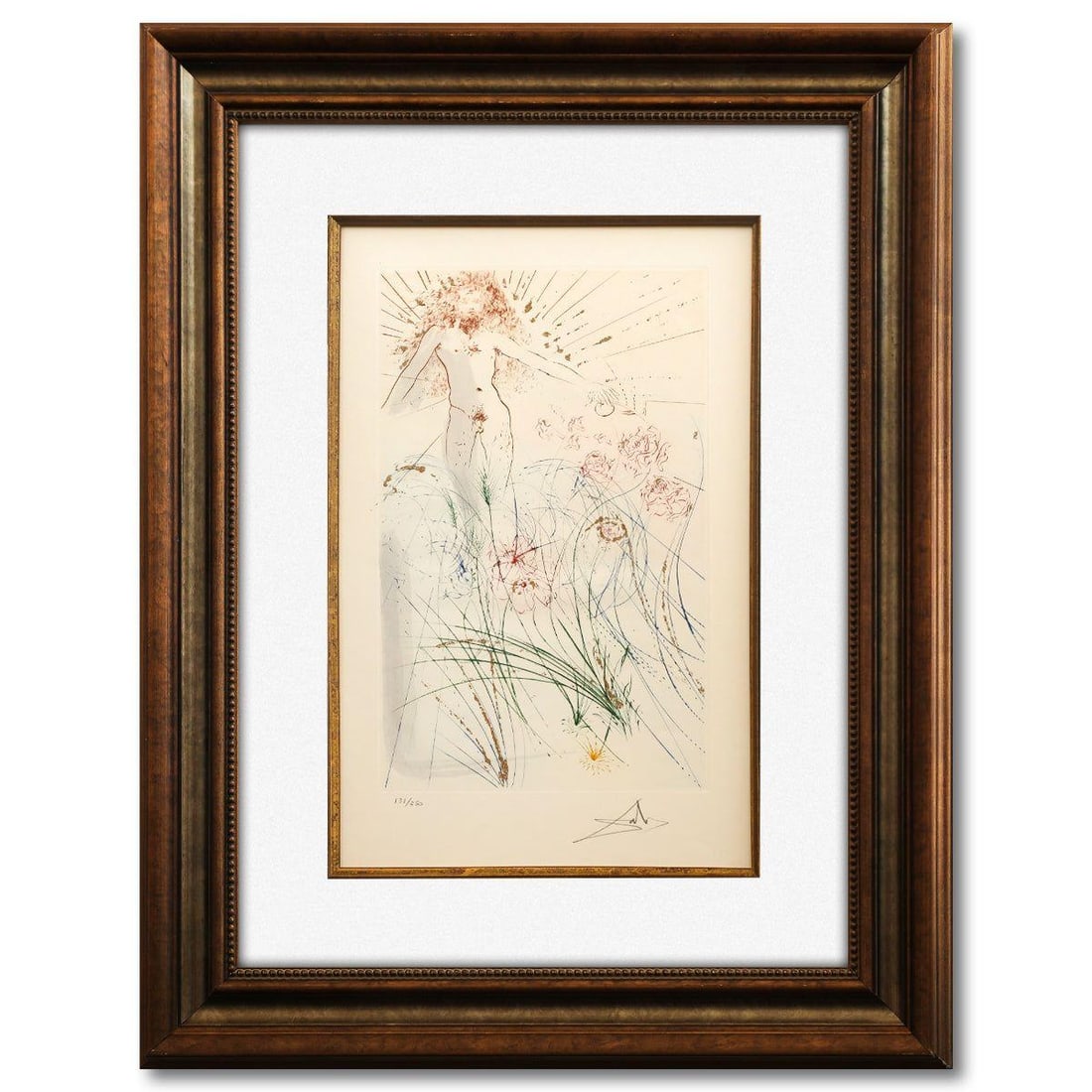 Salvador Dali- Original Lithograph "Return, O Shulamite from Song of Songs of Solomon portfolio": Artist: Salvador Dali. Medium: Original Lithograph. Title: Return, O Shulamite from Song of Songs of Solomon portfolio. Size: 20" x 13". Measures approx. 32" x 25" (framed). Signature: Hand signed and